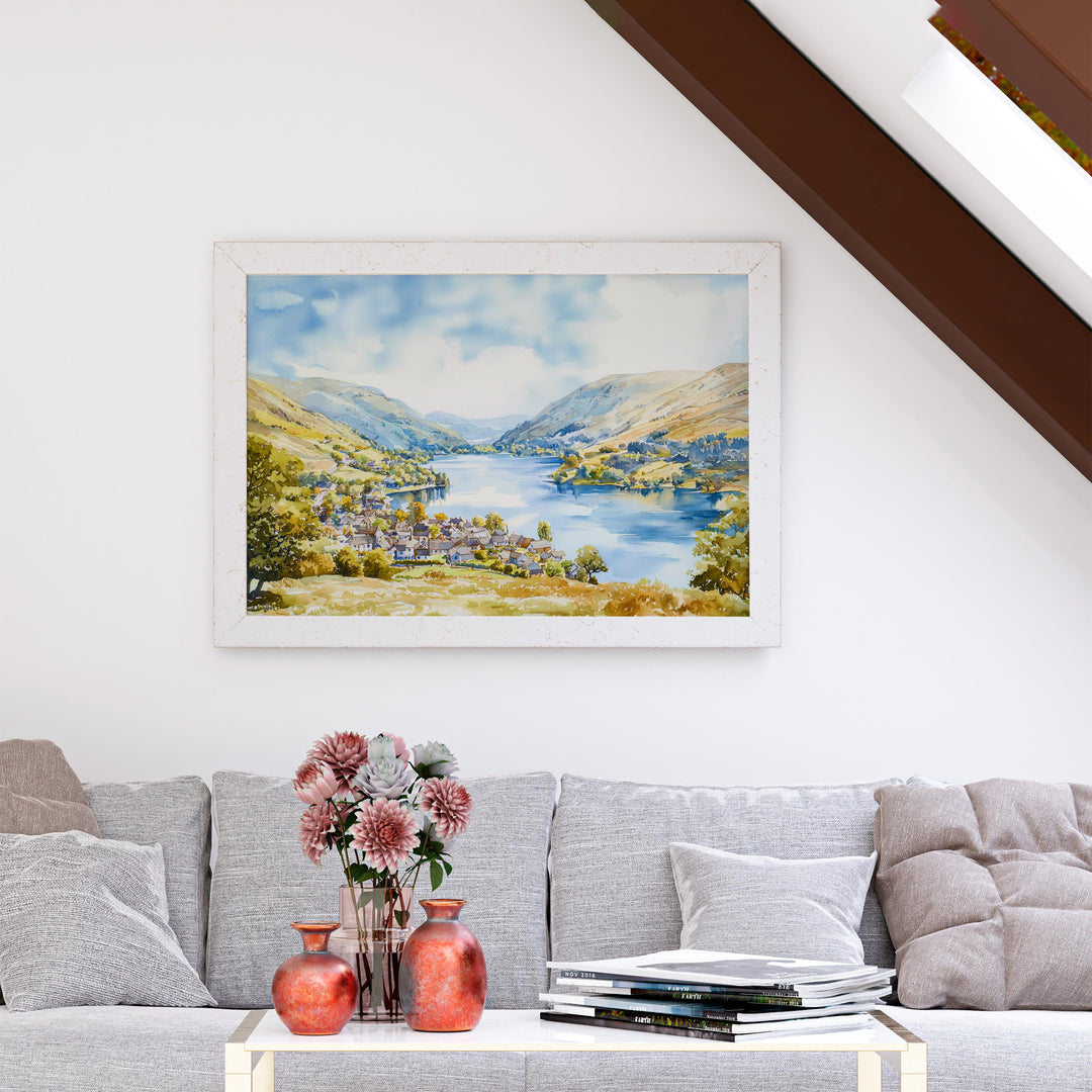 Glenridding England Watercolor Poster Glenridding Travel Print Lake District Village Painting Ullswater Wall Art UK Souvenir