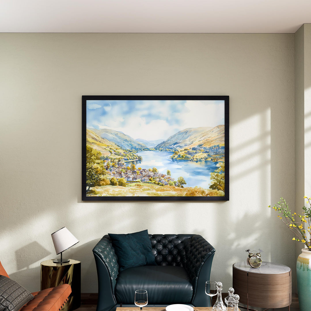 Glenridding England Watercolor Poster Glenridding Travel Print Lake District Village Painting Ullswater Wall Art UK Souvenir