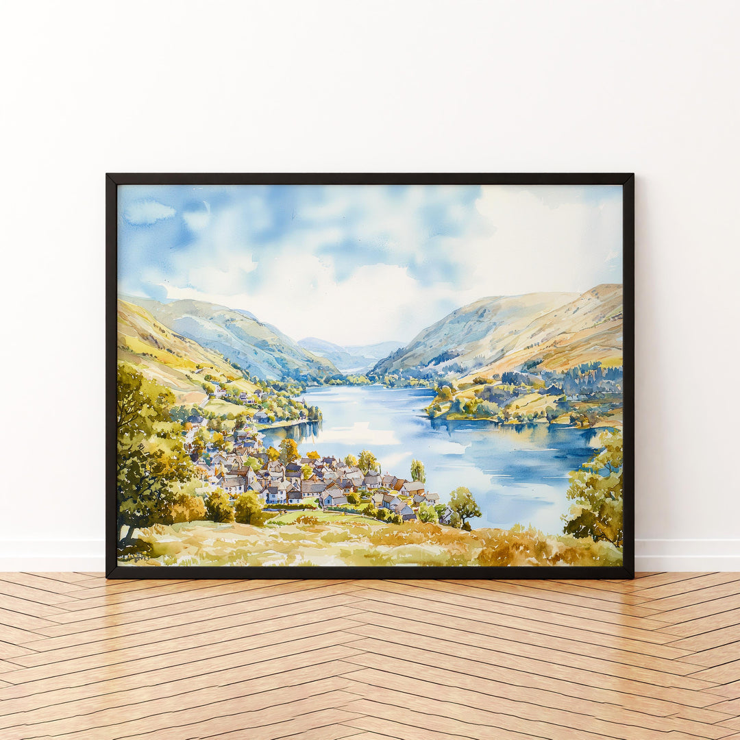 Glenridding England Watercolor Poster Glenridding Travel Print Lake District Village Painting Ullswater Wall Art UK Souvenir