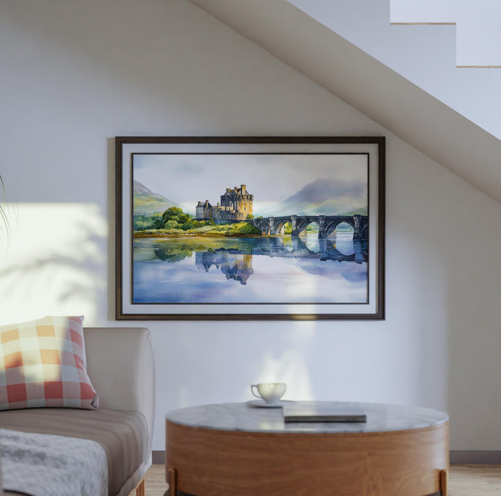 Eilean Donan Castle Scotland Watercolor Poster Scottish Highlands Travel Print Historic Castle Wall Art UK Souvenir
