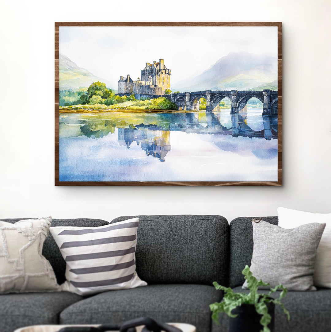 Eilean Donan Castle Scotland Watercolor Poster Scottish Highlands Travel Print Historic Castle Wall Art UK Souvenir