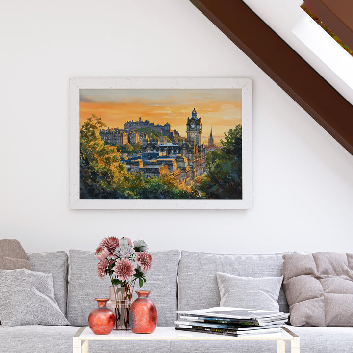 Edinburgh Castle Scotland Watercolor Poster Edinburgh Travel Print Historic Landmark Painting City Wall Art UK Souvenir