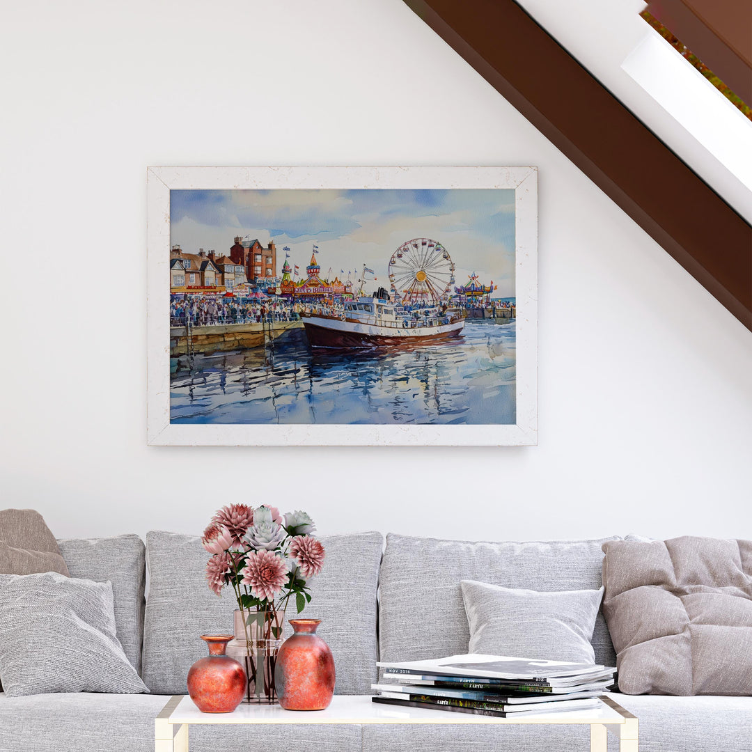 Bridlington England Watercolor Poster Bridlington Travel Print Seaside Town Painting Yorkshire Coast Wall Art UK Souvenir
