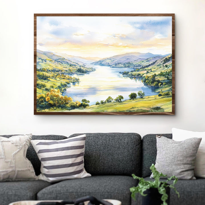 Ullswater England Watercolor Poster Ullswater Travel Print Lake District Painting Mountain Lake Wall Art UK Souvenir