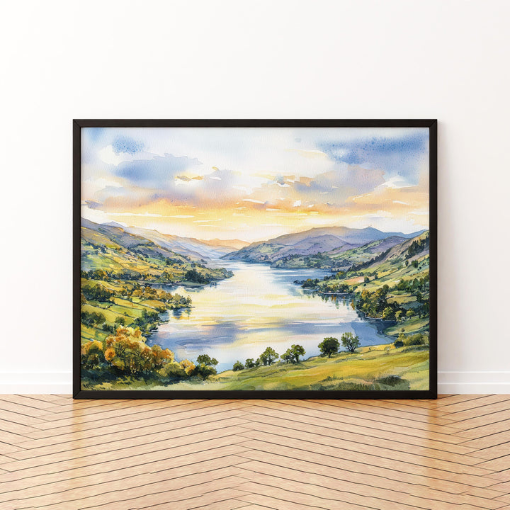 Ullswater England Watercolor Poster Ullswater Travel Print Lake District Painting Mountain Lake Wall Art UK Souvenir