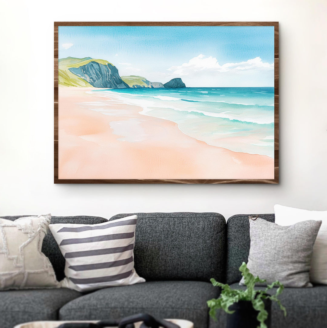 Sandwood Bay Scotland Watercolor Poster Sandwood Bay Travel Print Highland Coast Painting Beach Wall Art UK Souvenir