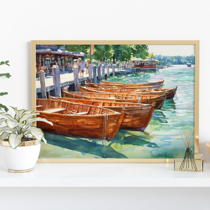 Skaneateles New York Watercolor Poster Skaneateles Travel Print Lake Landscape Painting Wall Art Finger Lakes Souvenir