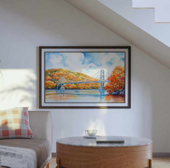 Hudson River Valley New York Watercolor Poster Hudson Travel Print Landscape Painting Wall Art Upstate Souvenir
