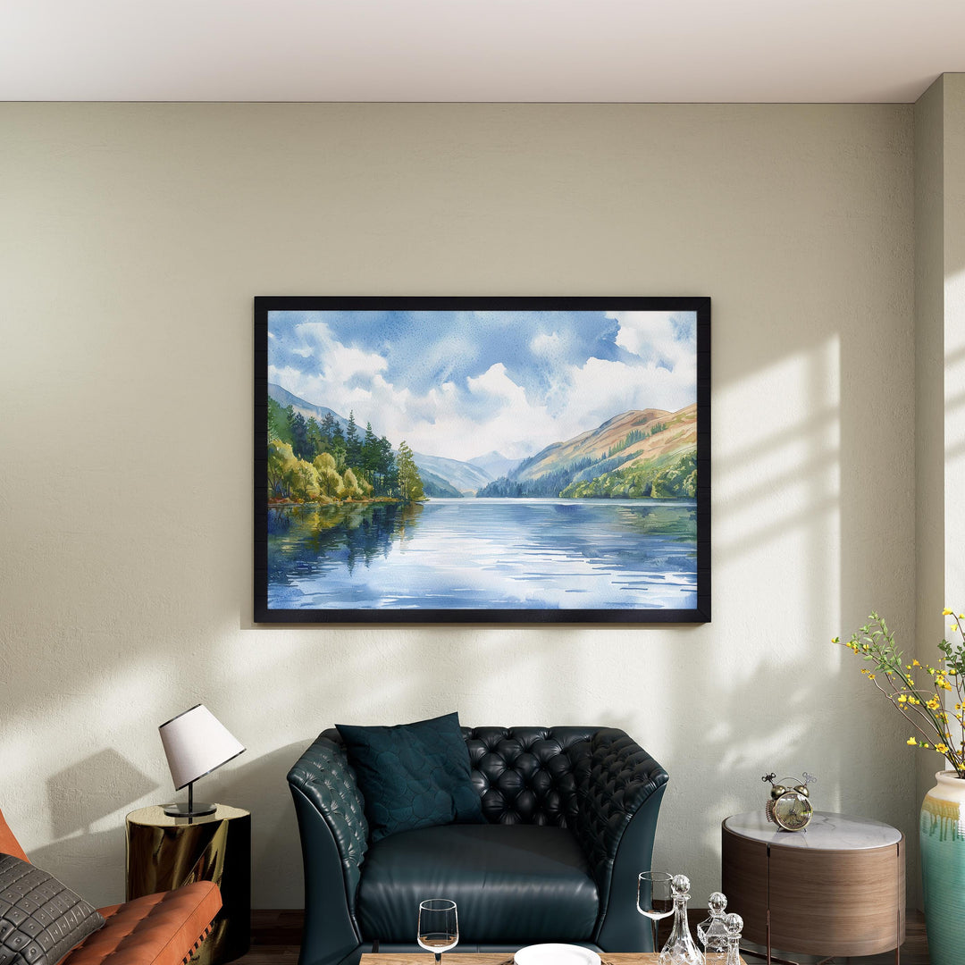 Thirlmere England Watercolor Poster Thirlmere Travel Print Lake District Painting Mountain Lake Wall Art UK Souvenir