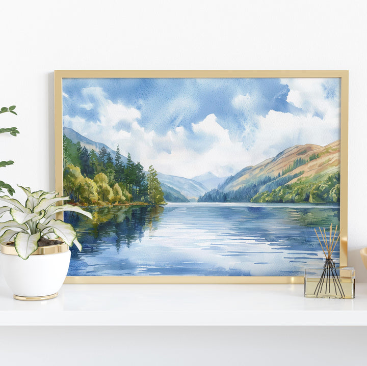 Thirlmere England Watercolor Poster Thirlmere Travel Print Lake District Painting Mountain Lake Wall Art UK Souvenir