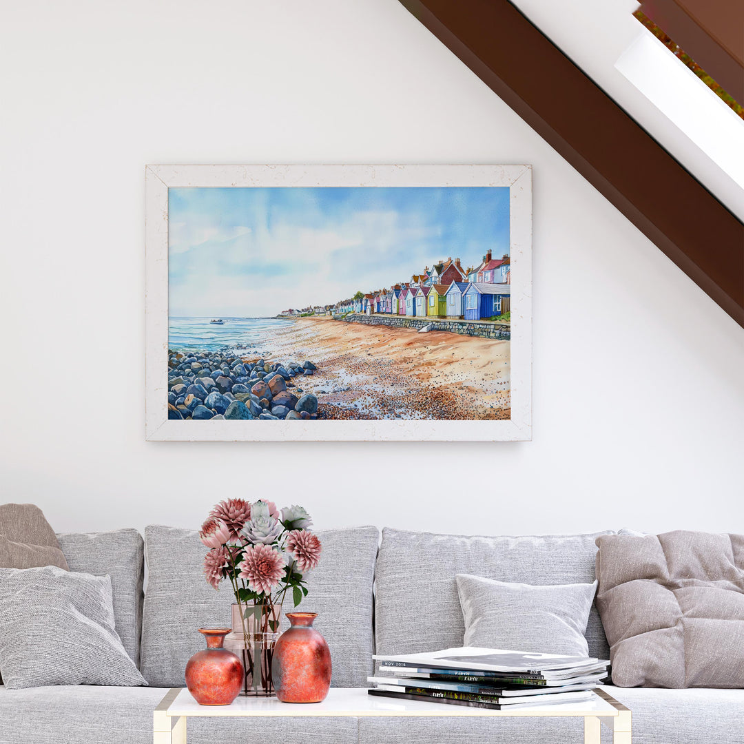 Sheringham England Watercolor Poster Sheringham Travel Print Norfolk Coast Painting Seaside Town Wall Art UK Souvenir