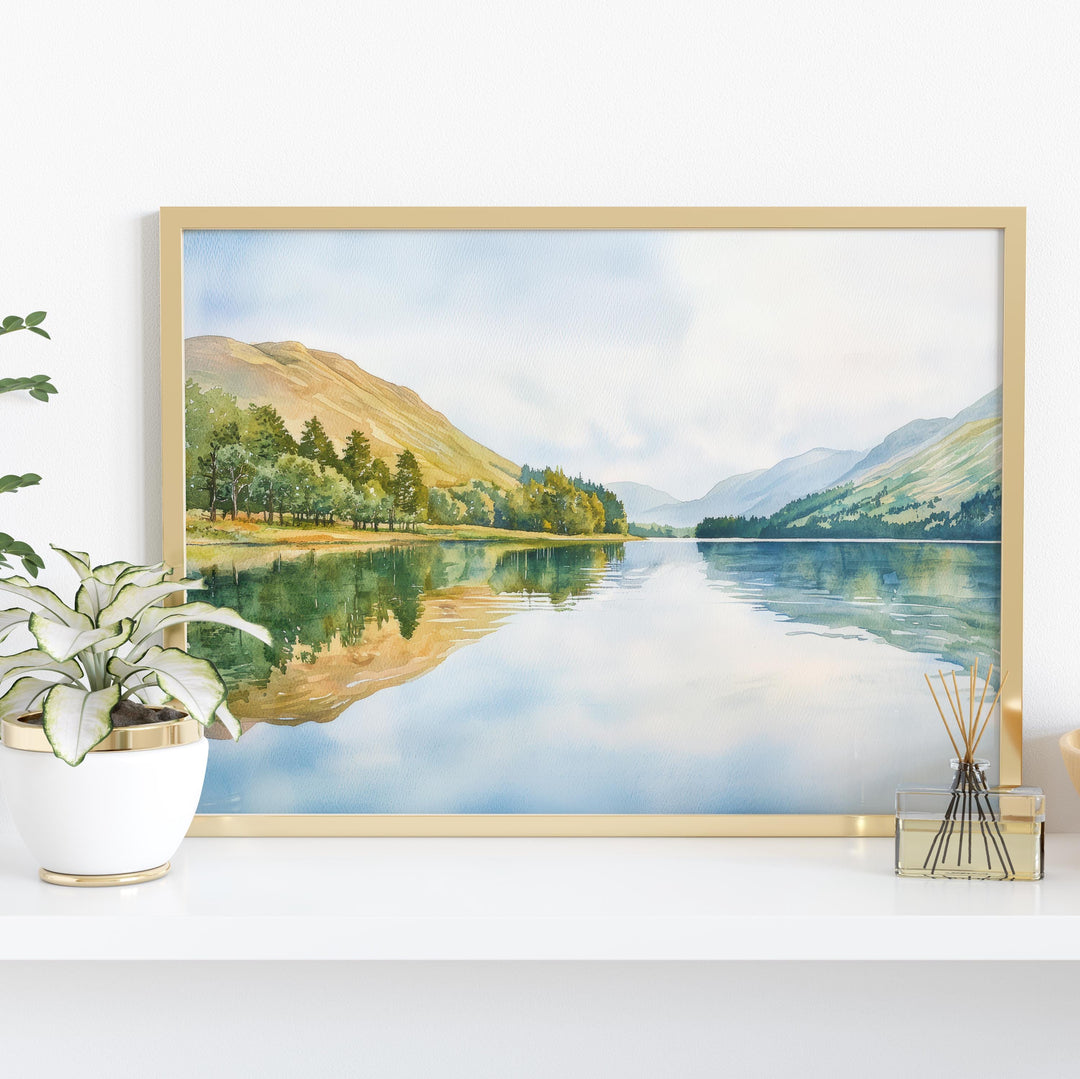 Loweswater England Watercolor Poster Loweswater Travel Print Lake District Painting Mountain Lake Wall Art UK Souvenir
