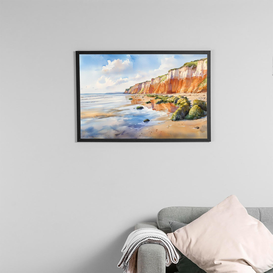 Hunstanton England Watercolor Poster Hunstanton Travel Print Norfolk Coast Painting Seaside Town Wall Art UK Souvenir