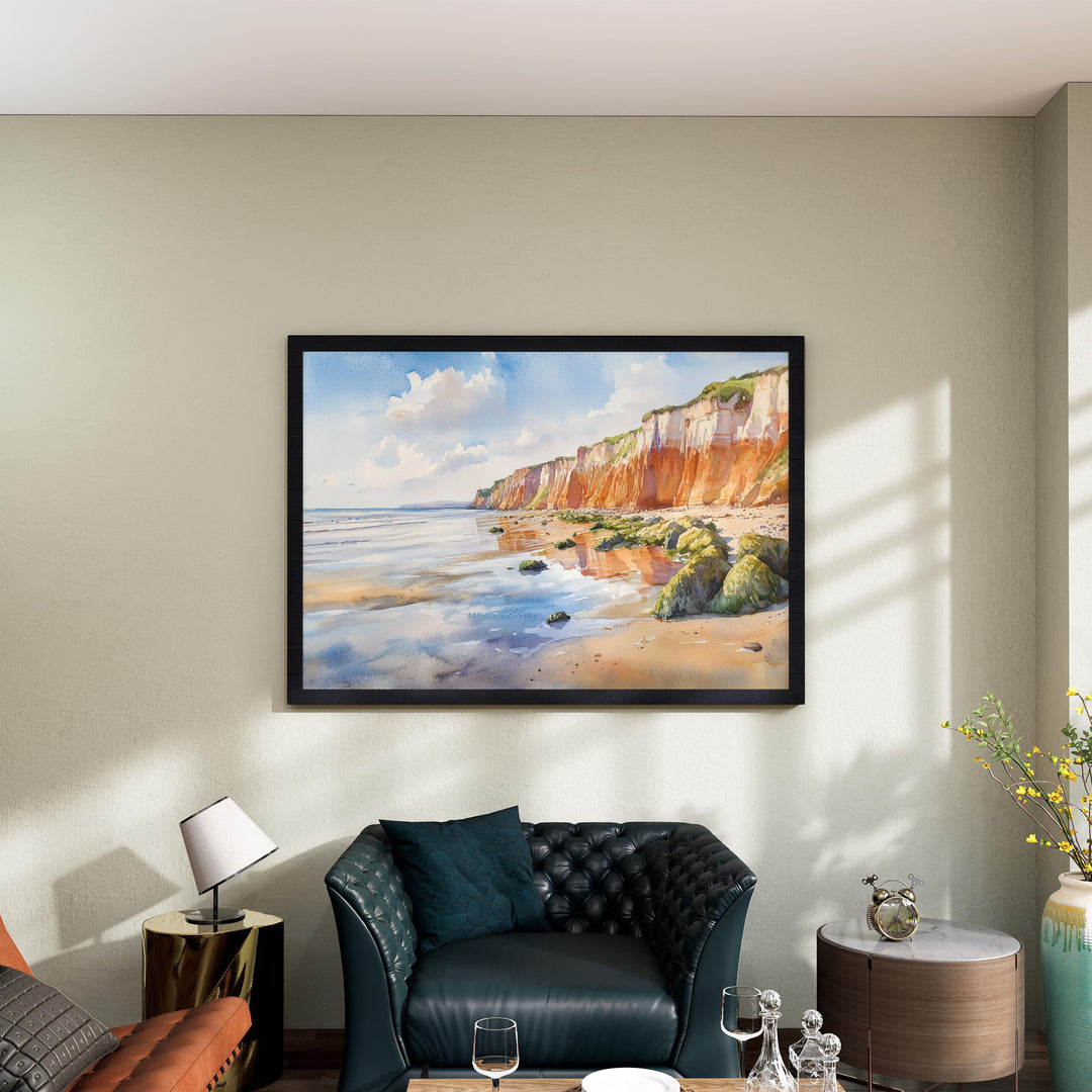 Hunstanton England Watercolor Poster Hunstanton Travel Print Norfolk Coast Painting Seaside Town Wall Art UK Souvenir