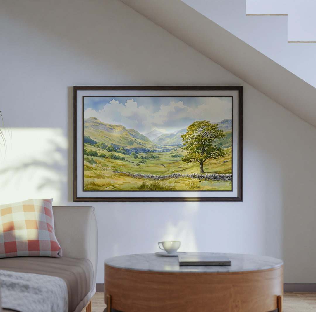 Eskdale England Watercolor Poster Eskdale Travel Print Lake District Painting Mountain Valley Wall Art UK Souvenir