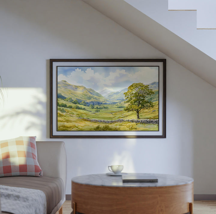 Eskdale England Watercolor Poster Eskdale Travel Print Lake District Painting Mountain Valley Wall Art UK Souvenir