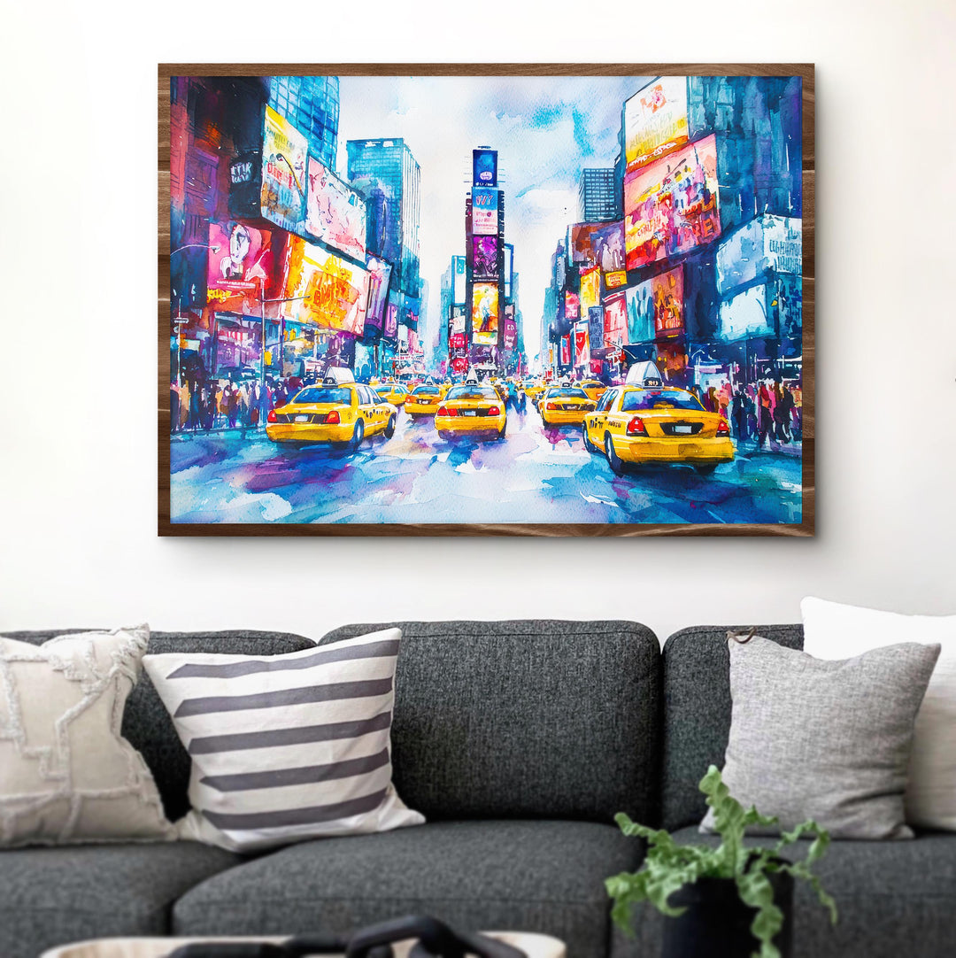 Times Square New York Watercolor Poster Times Square Travel Print NYC Cityscape Painting Wall Art USA Souvenir
