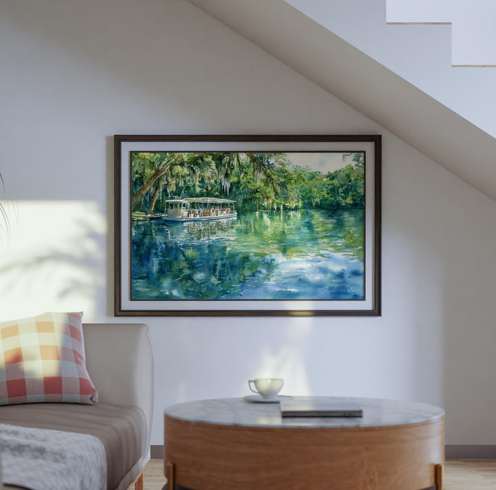 Silver Springs State Park Florida Watercolor Poster Silver Springs Travel Print Nature Painting Wall Art USA Souvenir