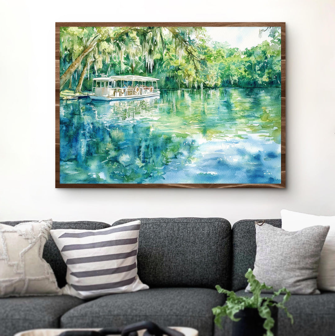 Silver Springs State Park Florida Watercolor Poster Silver Springs Travel Print Nature Painting Wall Art USA Souvenir