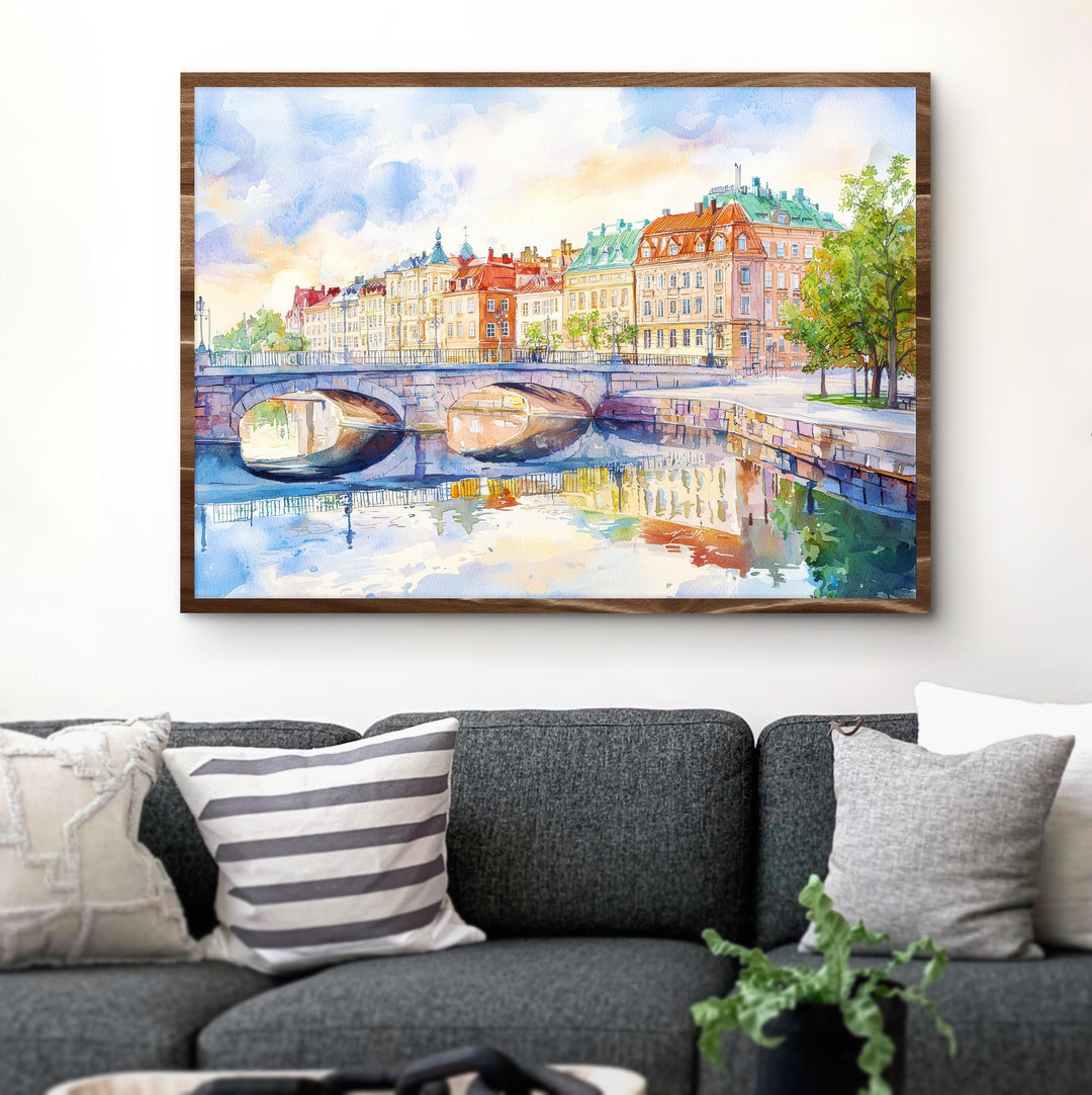 Gothenburg Sweden Watercolor Poster Gothenburg Travel Print Scandinavian City Painting Harbor Wall Art Souvenir