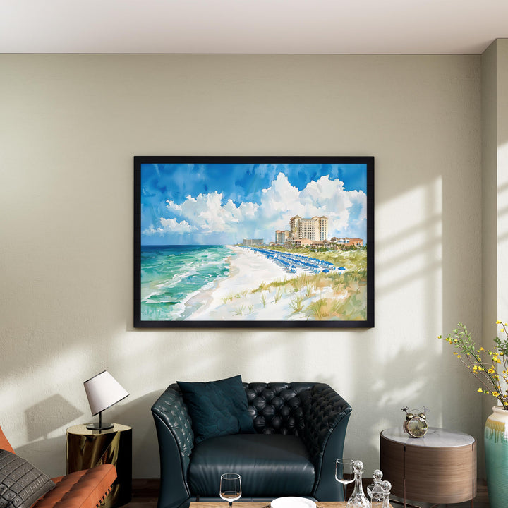 Destin Florida Watercolor Poster Destin Travel Print Gulf Coast Painting Emerald Coast Beach Wall Art USA Souvenir