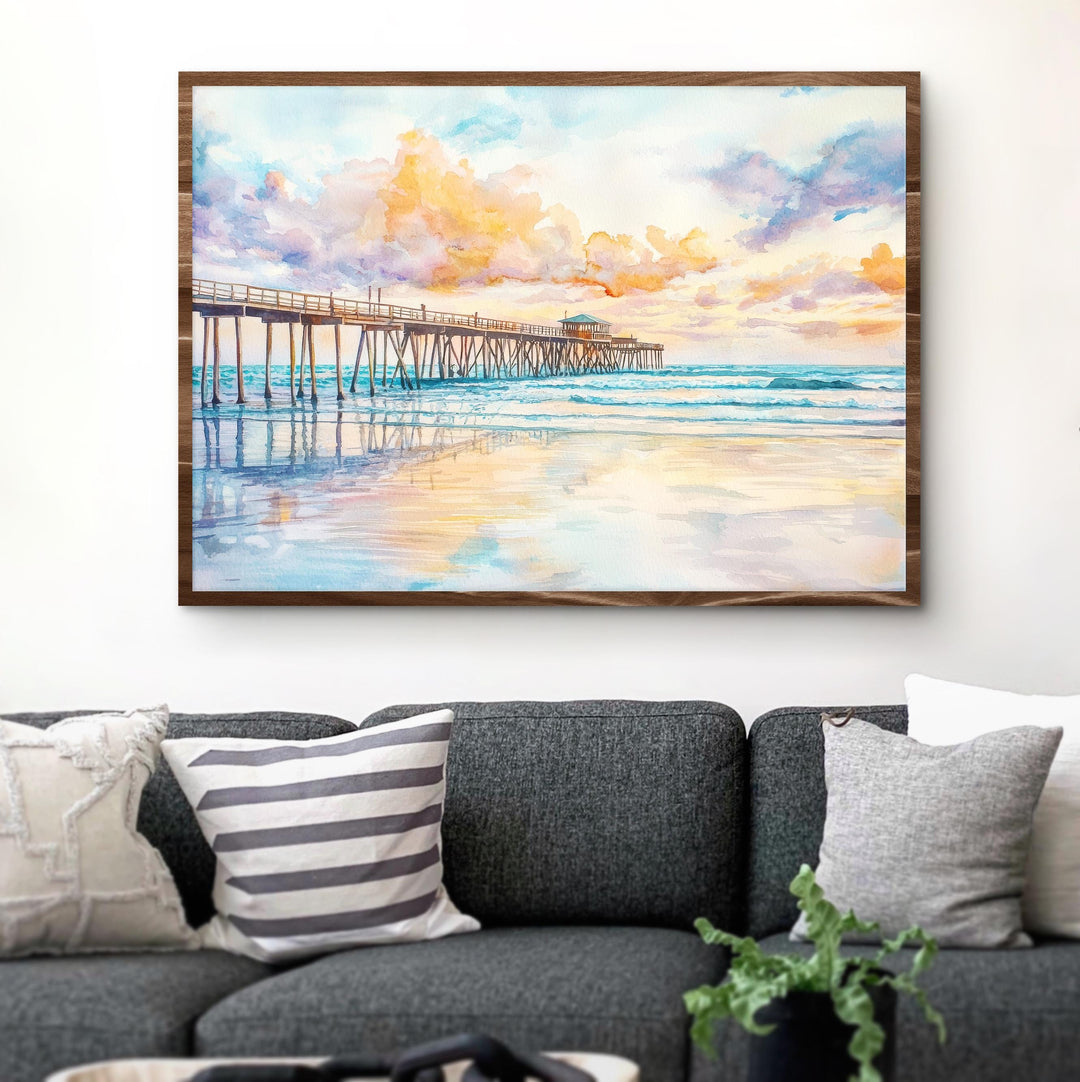 Cocoa Beach Florida Watercolor Poster Cocoa Beach Travel Print Atlantic Coast Painting Surf Town Wall Art USA Souvenir