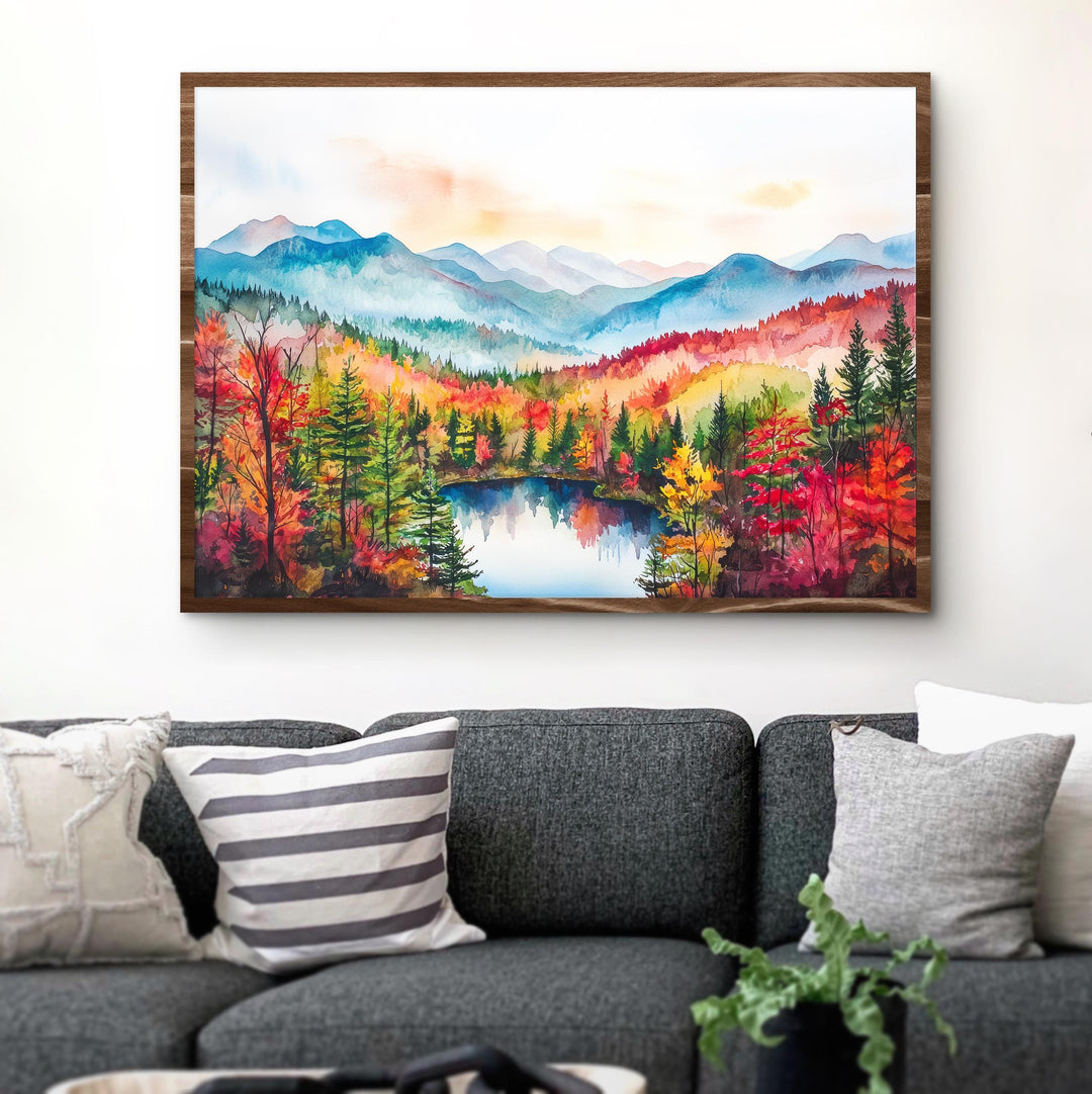 Adirondacks New York Watercolor Poster Adirondack Mountains Travel Print Nature Landscape Painting Wall Art USA Souvenir