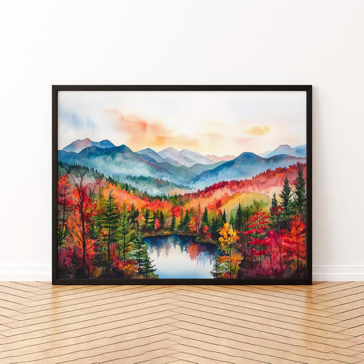 Adirondacks New York Watercolor Poster Adirondack Mountains Travel Print Nature Landscape Painting Wall Art USA Souvenir