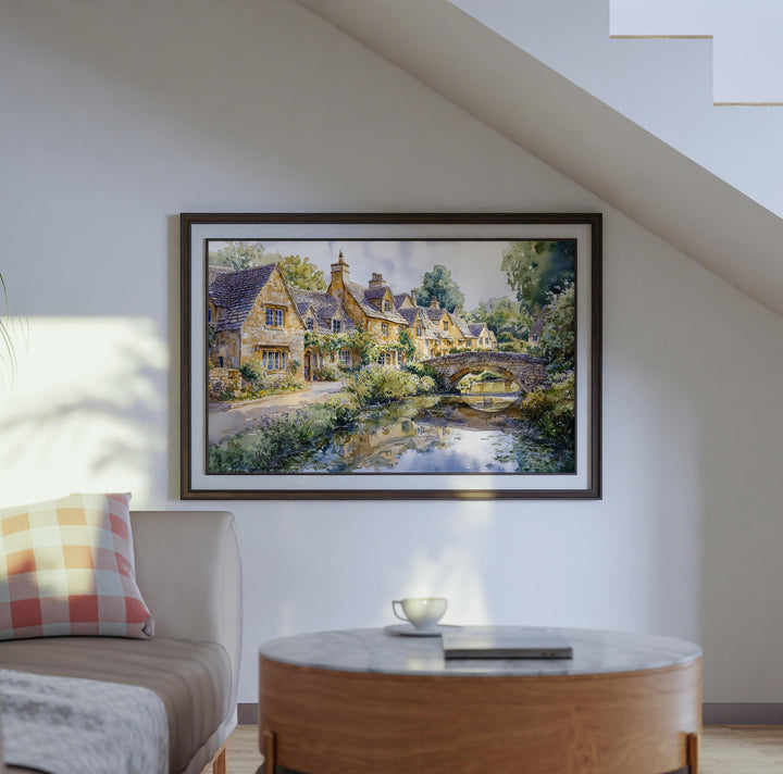 Cotswolds England Watercolor Poster Cotswolds Travel Print Countryside Village Painting Landscape Wall Art UK Souvenir