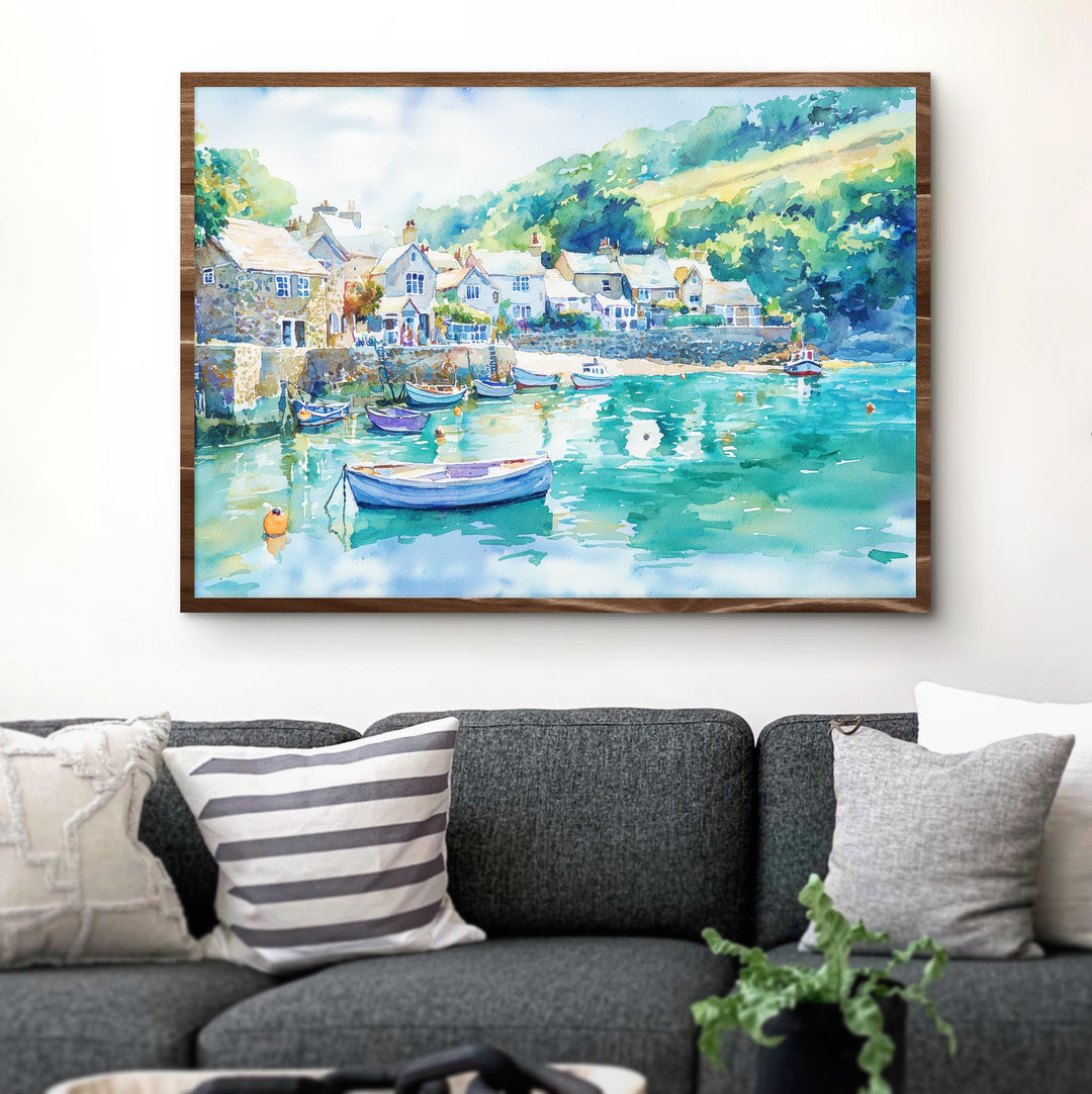 North Devon England Watercolor Poster North Devon Travel Print Coastal Landscape Painting Seaside Wall Art UK Souvenir