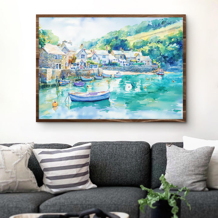 North Devon England Watercolor Poster North Devon Travel Print Coastal Landscape Painting Seaside Wall Art UK Souvenir