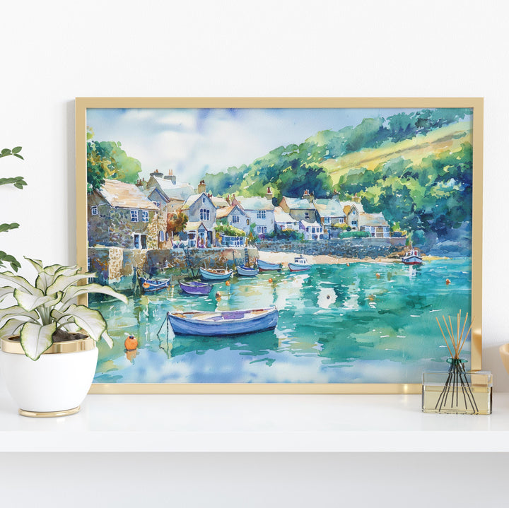 North Devon England Watercolor Poster North Devon Travel Print Coastal Landscape Painting Seaside Wall Art UK Souvenir