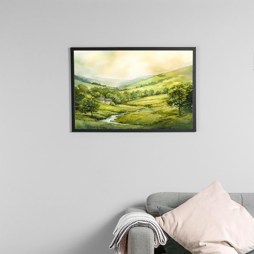 Forest of Bowland England Watercolor Poster Bowland Travel Print Countryside Landscape Painting Wall Art UK Souvenir