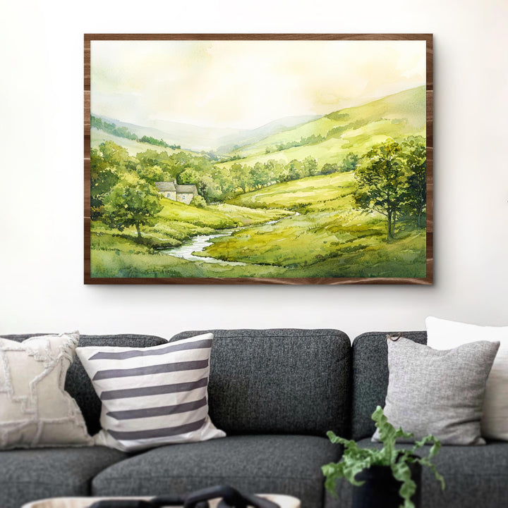 Forest of Bowland England Watercolor Poster Bowland Travel Print Countryside Landscape Painting Wall Art UK Souvenir