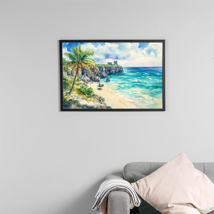 Cozumel Mexico Watercolor Poster Cozumel Travel Print Island Beach Painting Coastal Wall Art Caribbean Souvenir