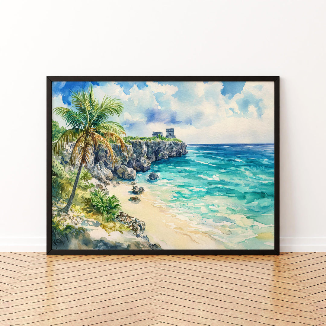 Cozumel Mexico Watercolor Poster Cozumel Travel Print Island Beach Painting Coastal Wall Art Caribbean Souvenir