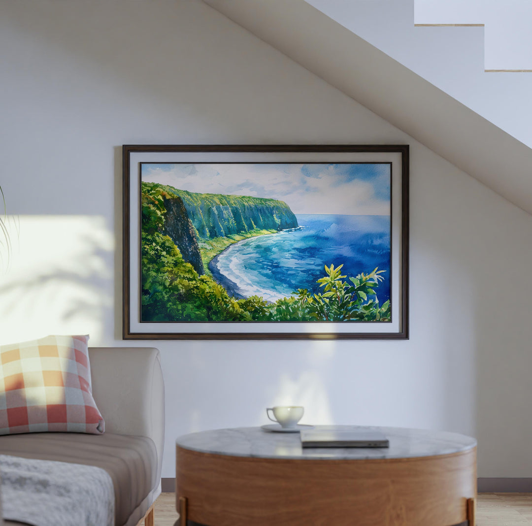 Big Island Hawaii Watercolor Poster Hawaii Travel Print Island Landscape Painting Coastal Wall Art Tropical Paradise Souvenir