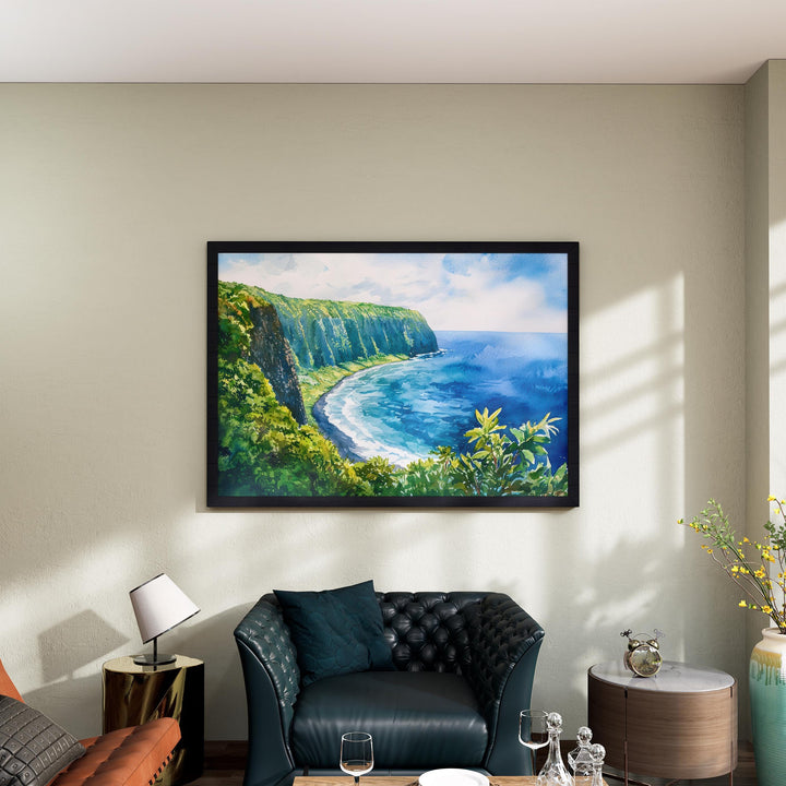 Big Island Hawaii Watercolor Poster Hawaii Travel Print Island Landscape Painting Coastal Wall Art Tropical Paradise Souvenir