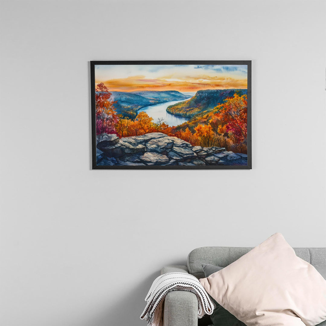 Bear Mountain State Park New York Watercolor Poster Hudson Valley Travel Print Landscape Painting Wall Art Upstate Souvenir