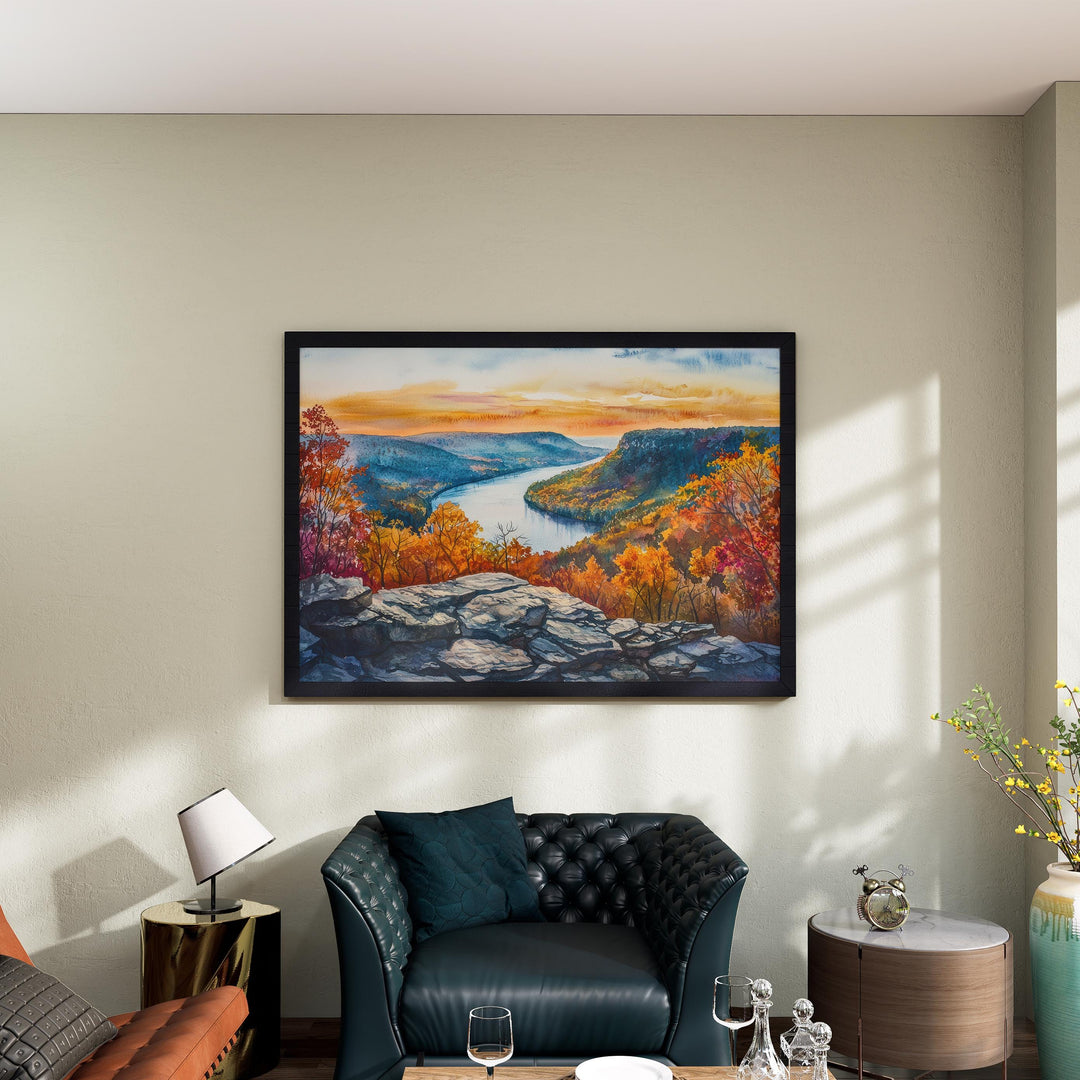 Bear Mountain State Park New York Watercolor Poster Hudson Valley Travel Print Landscape Painting Wall Art Upstate Souvenir