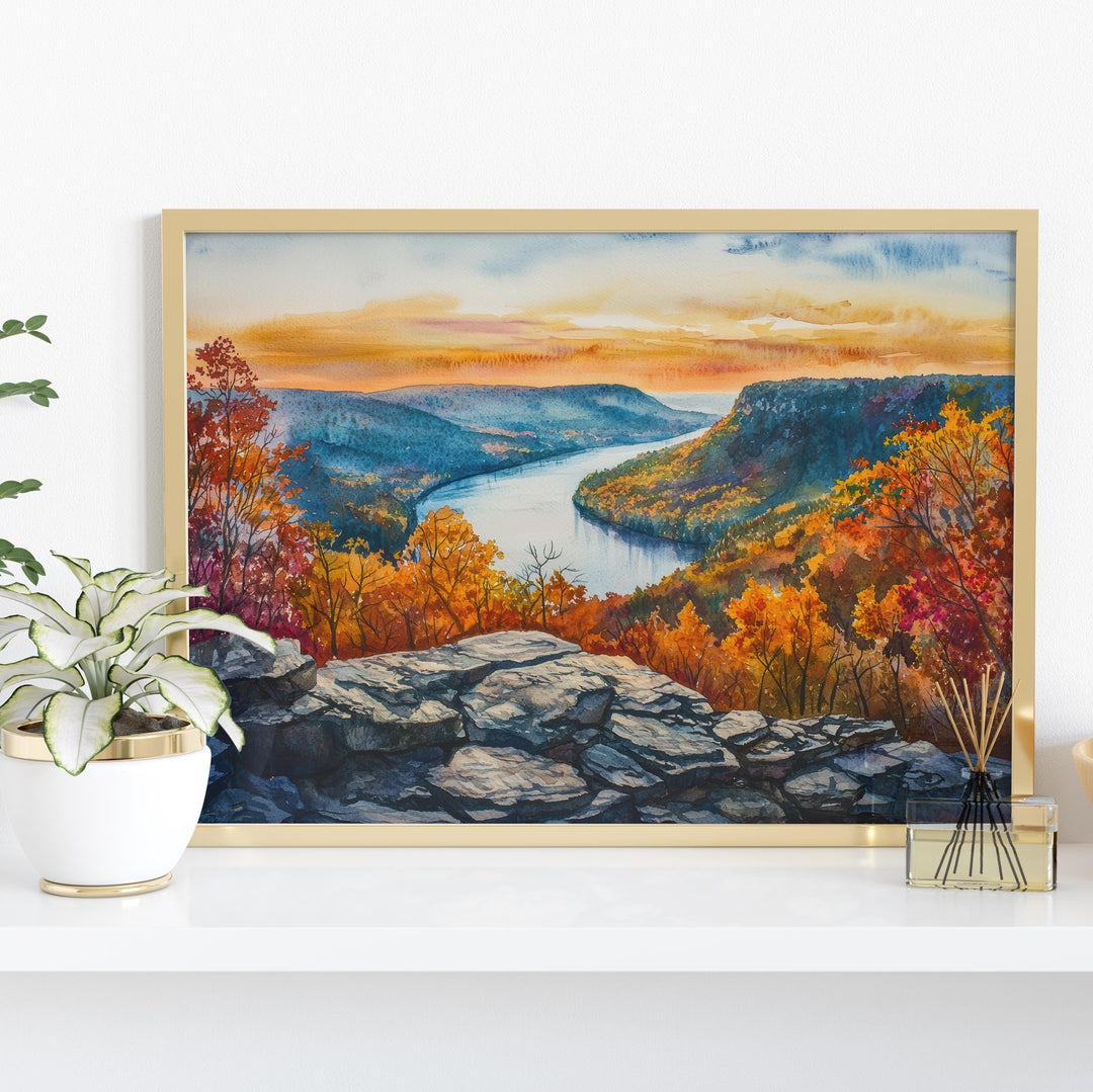 Bear Mountain State Park New York Watercolor Poster Hudson Valley Travel Print Landscape Painting Wall Art Upstate Souvenir