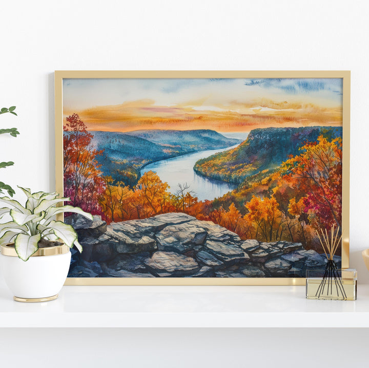 Bear Mountain State Park New York Watercolor Poster Hudson Valley Travel Print Landscape Painting Wall Art Upstate Souvenir