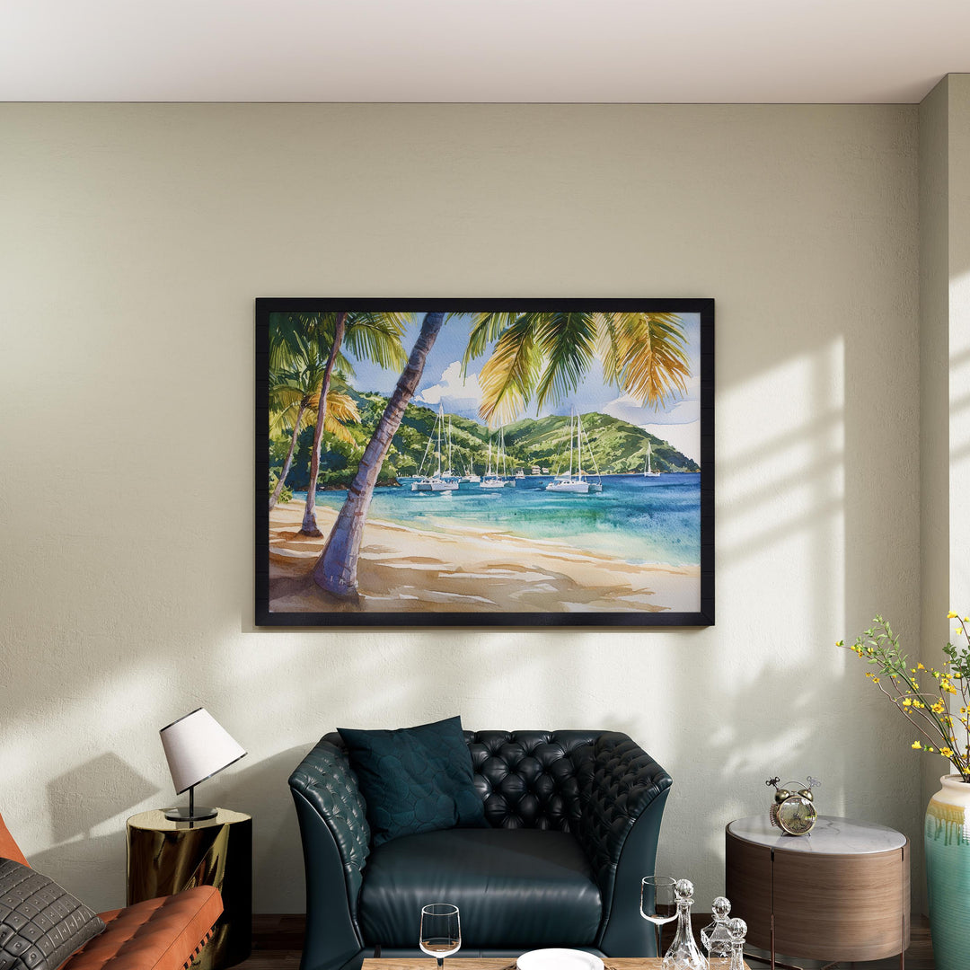 Saint Vincent and the Grenadines Watercolor Poster Caribbean Travel Print Island Landscape Painting Coastal Wall Art Souvenir