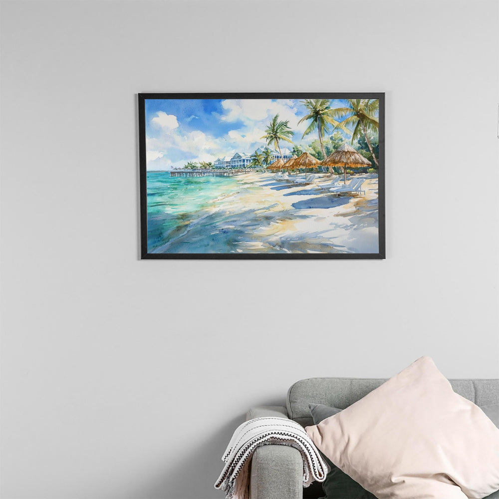 Bahamas Watercolor Poster Caribbean Travel Print Beach Landscape Painting Coastal Wall Art Tropical Island Souvenir