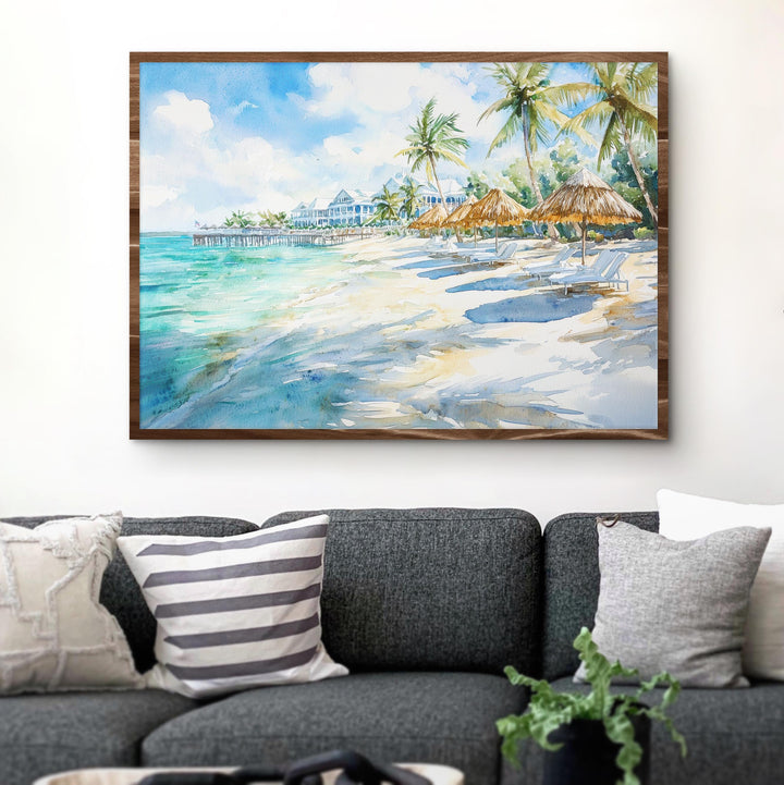 Bahamas Watercolor Poster Caribbean Travel Print Beach Landscape Painting Coastal Wall Art Tropical Island Souvenir
