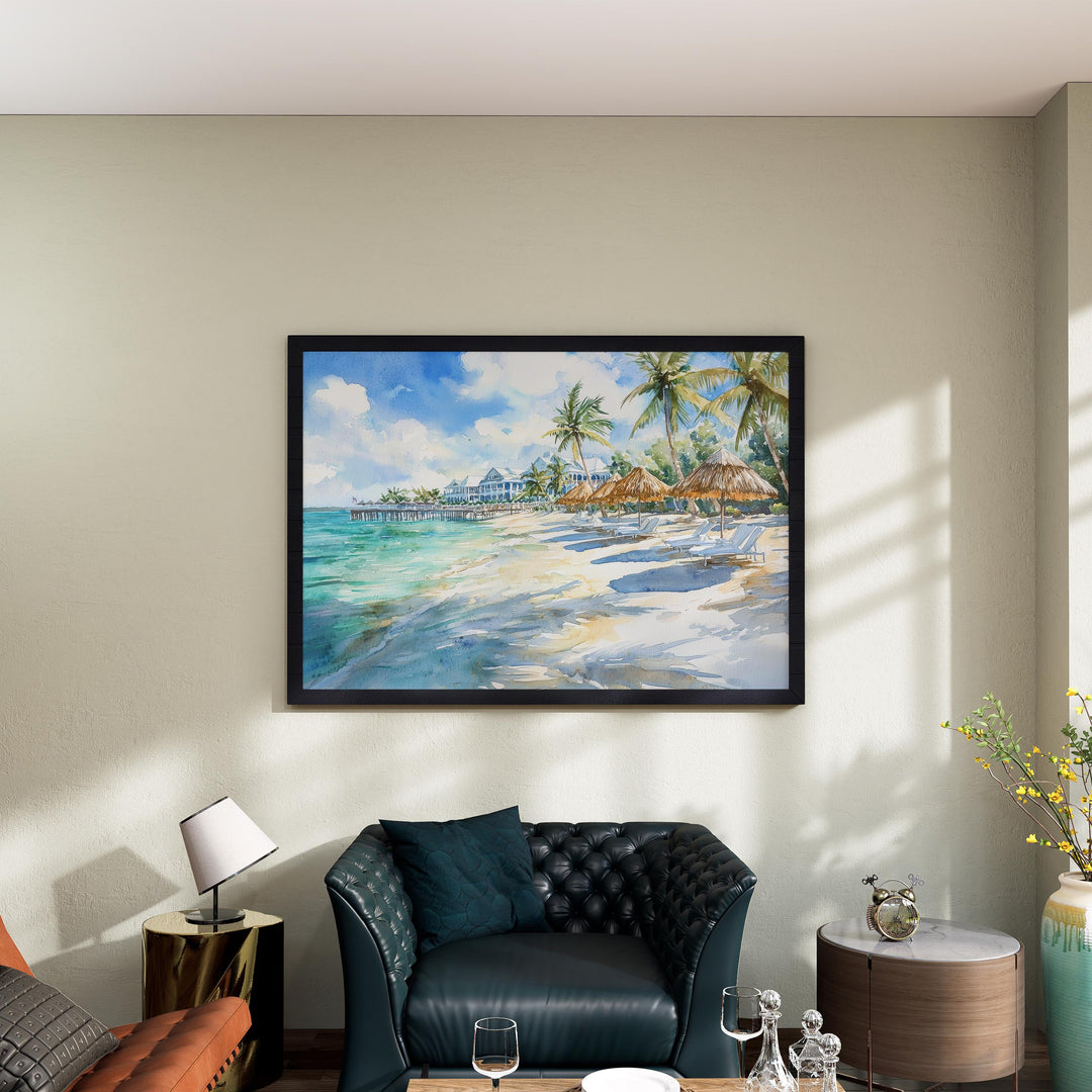 Bahamas Watercolor Poster Caribbean Travel Print Beach Landscape Painting Coastal Wall Art Tropical Island Souvenir