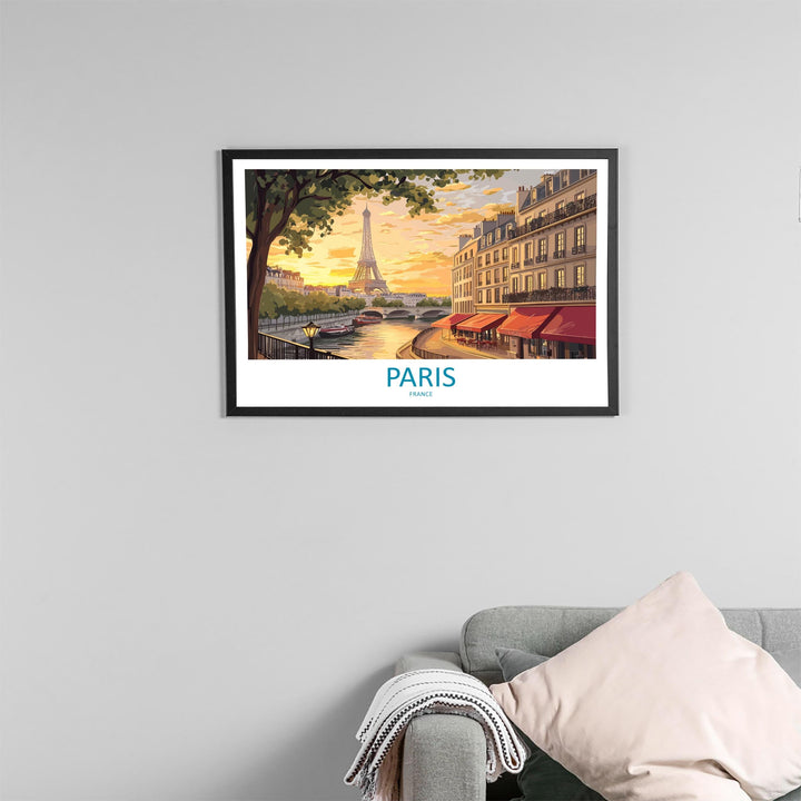 Paris France Landscape Travel Poster Scenic City Wall Art Eiffel Tower Architecture Print European Decor Romantic Paris Artwork