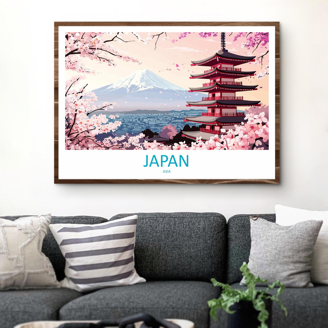 Japan Landscape Travel Poster Scenic Country Wall Art Japanese Culture Print Asia Decor Mount Fuji Cityscape Traditional Japan Artwork