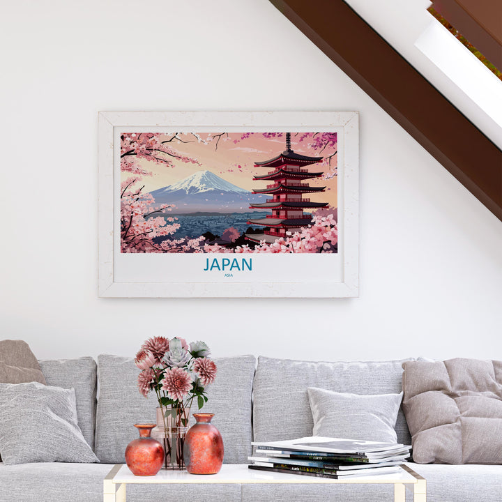Japan Landscape Travel Poster Scenic Country Wall Art Japanese Culture Print Asia Decor Mount Fuji Cityscape Traditional Japan Artwork
