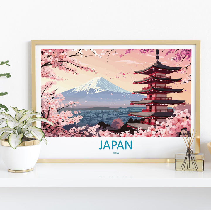 Japan Landscape Travel Poster Scenic Country Wall Art Japanese Culture Print Asia Decor Mount Fuji Cityscape Traditional Japan Artwork